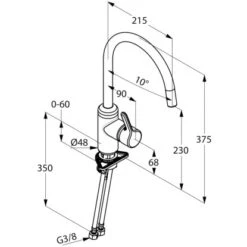 Kludi Küchenarmatur Bingo Star Höhe 37,5 Cm 5 Kludi Küchenarmatur Bingo Star Höhe 37,5 Cm -KüchenTraum 56944 4628 masszeichnung 3