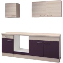 Flex-Well Küchenzeile 210 Cm Ohne E-Geräte Focus Akazie/Aubergine - Akazie
