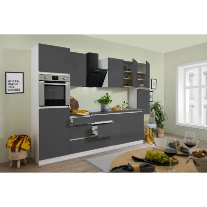 Respekta Küchenzeile GLRP320HWG Grifflos 320 Cm Grau Hochglanz-Weiß 3 Respekta Küchenzeile GLRP320HWG Grifflos 320 Cm Grau Hochglanz-Weiß