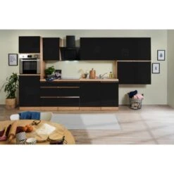 Respekta Küchenzeile GLRP380HESS Grifflos 380 Cm Schwarz Hochglanz-Sonoma Eiche 21 Respekta Küchenzeile GLRP380HESS Grifflos 380 Cm Schwarz Hochglanz-Sonoma Eiche -KüchenTraum 5881586 4384 GLRP380HESS 2