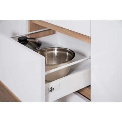 Respekta Küchenzeile GLRP330HESG Grifflos 330 Cm Grau Hochglanz-Sonoma Eiche 10 Respekta Küchenzeile GLRP330HESG Grifflos 330 Cm Grau Hochglanz-Sonoma Eiche – Bild 8