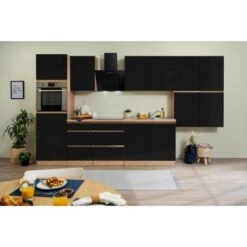 Respekta Küchenzeile GLRP370HESS Grifflos 370 Cm Schwarz Hochglanz-Sonoma Eiche -KüchenTraum 5881867 4384 GLRP370HESS 2