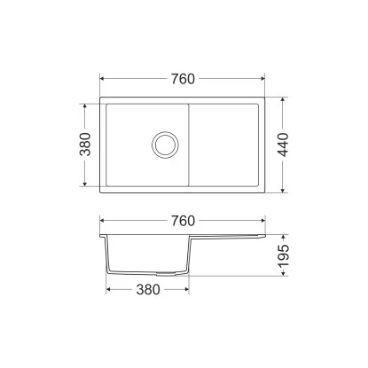 Miló Einbauspüle Granitverbundstoff Blissano 76 Weiß 4 Miló Einbauspüle Granitverbundstoff Blissano 76 Weiß – Bild 2