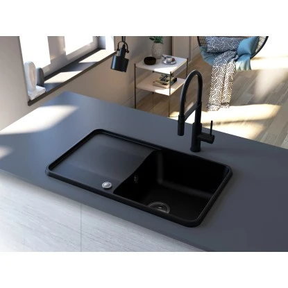 Miló Einbauspüle Granitverbundstoff Piu 78 Schwarz 5 Miló Einbauspüle Granitverbundstoff Piu 78 Schwarz – Bild 3