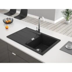 Miló Einbauspüle Granitverbundstoff Piatto 78 Graphit -KüchenTraum 5903140018315 30