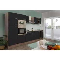 Respekta Küchenzeile Ohne E-Geräte 330 Cm Schwarz Seidengl.-Eiche York 8 Respekta Küchenzeile Ohne E-Geräte 330 Cm Schwarz Seidengl.-Eiche York -KüchenTraum 59 4384 LBKB330EYSMIGKE 02