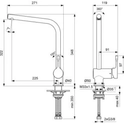 Ideal Standard Küchenarmatur Ceralook Hoher Auslauf Chrom 7 Ideal Standard Küchenarmatur Ceralook Hoher Auslauf Chrom -KüchenTraum 611333 3049 3