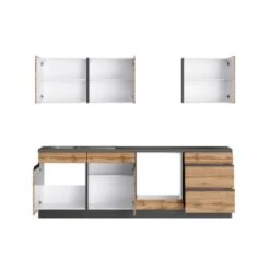 Held Möbel Küchenzeile Turin 240 Cm Wotaneiche-Graphit Ohne E-Geräte -KüchenTraum 61372 11016600 1100.6310 2