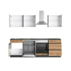 Held Möbel Küchenzeile Turin 240 Cm Wotaneiche-Graphit Mit E-Geräten -KüchenTraum 62180 11016600 1103.6310 2