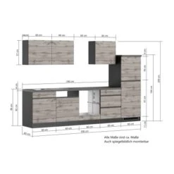 Held Möbel Küchenzeile Turin 300 Cm Graphit-Wotaneiche Ohne E-Geräte -KüchenTraum 62560 11016600 1104.6311 5