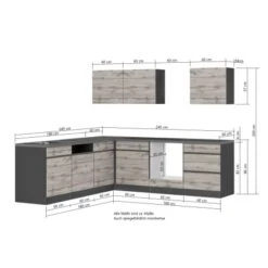 Held Möbel Winkelküche Turin 240 X 240 Cm Wotaneiche-Graphit Ohne E-Geräte -KüchenTraum 63519 11016600 1112.6310 5