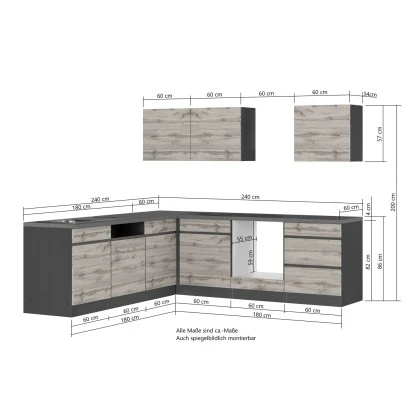 Held Möbel Winkelküche Turin 240 X 240 Cm Graphit-Wotaneiche Ohne E-Geräte 7 Held Möbel Winkelküche Turin 240 X 240 Cm Graphit-Wotaneiche Ohne E-Geräte – Bild 5