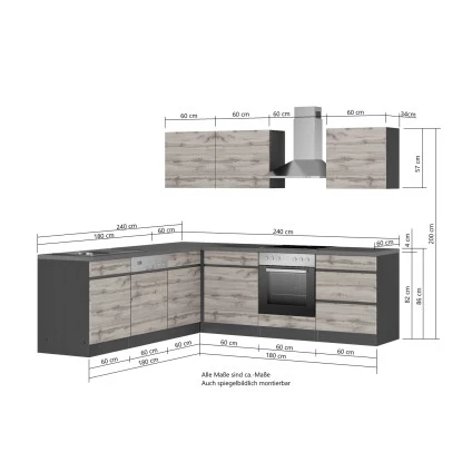Held Möbel Winkelküche Turin 240 X 240 Cm Wotaneiche-Graphit Mit E-Geräten 8 Held Möbel Winkelküche Turin 240 X 240 Cm Wotaneiche-Graphit Mit E-Geräten – Bild 6