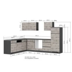 Held Möbel Winkelküche Turin 240 X 300 Cm Wotaneiche-Graphit Ohne E-Geräte -KüchenTraum 64236 11016600 1116.6310 5