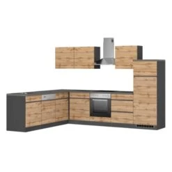 Held Möbel Winkelküche Turin 240 X 300 Cm Wotaneiche-Graphit Mit E-Geräten -KüchenTraum 64335 11016600 1117.6310 1