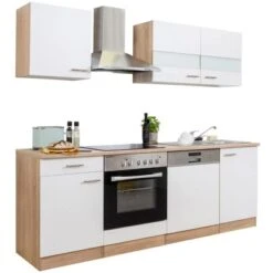 Respekta Küchenzeile KB220ESWC 220 Cm Weiß-Eiche Sägerau Nachbildung Glänzend -KüchenTraum 6447569 KB220ESWC 04