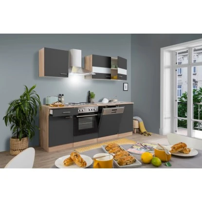 Respekta Küchenzeile KB220ESG 220 Cm Grau-Eiche Sägerau Nachbildung 5 Respekta Küchenzeile KB220ESG 220 Cm Grau-Eiche Sägerau Nachbildung – Bild 3