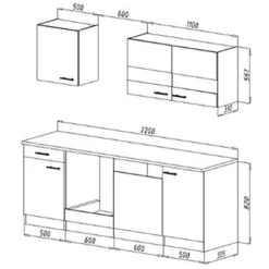 Respekta Küchenzeile KB220ESG 220 Cm Grau-Eiche Sägerau Nachbildung 17 Respekta Küchenzeile KB220ESG 220 Cm Grau-Eiche Sägerau Nachbildung -KüchenTraum 6447668 KB220ESG 03
