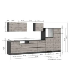 Held Möbel Küchenzeile Turin 360 Cm Graphit-Wotaneiche Ohne E-Geräte -KüchenTraum 64905 11016600 1124.6311 5