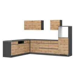 Held Möbel Winkelküche Turin 300 X 240 Cm Wotaneiche-Graphit Ohne E-Geräte -KüchenTraum 65159 11016600 1130.6310 1