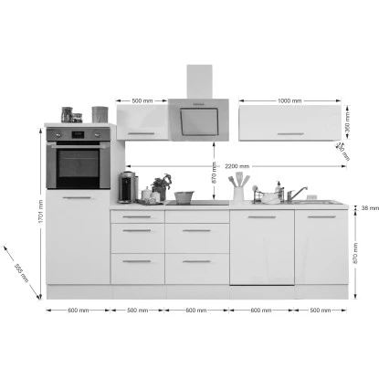 Respekta Premium Küchenzeile RP280HWW42060BS 280 Cm Hochglanz Weiß 7 Respekta Premium Küchenzeile RP280HWW42060BS 280 Cm Hochglanz Weiß – Bild 5