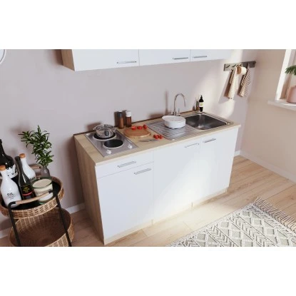 Respekta Singleküche Luis 150 Cm Weiß-Eiche Sägerau 6 Respekta Singleküche Luis 150 Cm Weiß-Eiche Sägerau – Bild 4