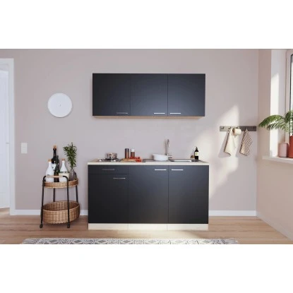 Respekta Singleküche Luis 150 Cm Schwarz-Eiche Sägerau 3 Respekta Singleküche Luis 150 Cm Schwarz-Eiche Sägerau