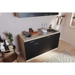 Respekta Singleküche Luis 150 Cm Schwarz-Eiche Sägerau 10 Respekta Singleküche Luis 150 Cm Schwarz-Eiche Sägerau -KüchenTraum 658051 4384 4