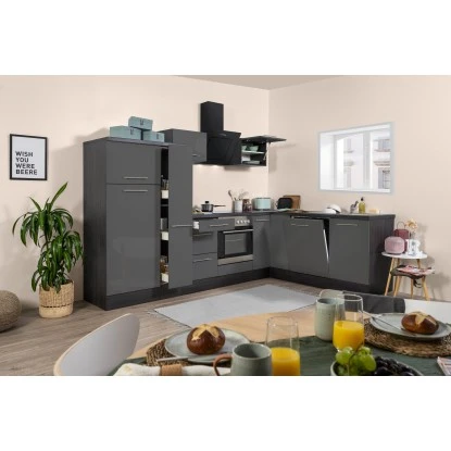 Respekta Premium Winkelküche RP290EGC 290 X 200 Cm Grau Hochglanz-Eiche Grau 3 Respekta Premium Winkelküche RP290EGC 290 X 200 Cm Grau Hochglanz-Eiche Grau