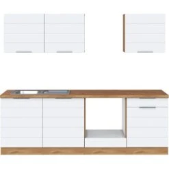 Held Möbel Küchenzeile 240 Cm Matt Weiß-Wotaneiche Ohne E-Geräte -KüchenTraum 66 11016600 1000.6291 1a 2