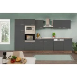 Respekta Küchenzeile Ohne E-Geräte 340 Cm Grau Seidengl.-Eiche York