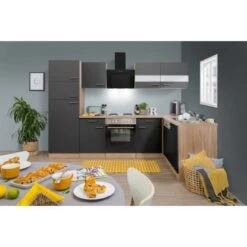 Respekta Winkelküche KBL280ESGS 280 Cm Grau-Eiche Sonoma Sägerau Nachbildung