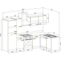 Respekta Winkelküche KBL280ESGS 280 Cm Grau-Eiche Sonoma Sägerau Nachbildung -KüchenTraum 6862056 KBL280ESGS 03