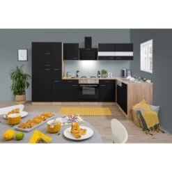 Respekta Winkelküche KBL310ESSS 310 Cm Schwarz-Eiche Sonoma Sägerau Nachbildung -KüchenTraum 6862205 KBL310ESSS 01