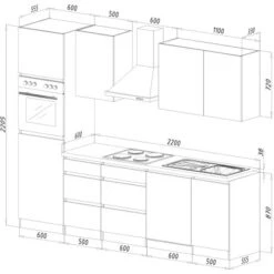 Respekta Küchenzeile Ohne E-Geräte 280 Cm Grifflos Weiß Matt-Eiche Sägerau -KüchenTraum 6980601 4384 2