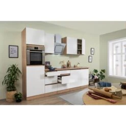 Respekta Küchenzeile Ohne E-Geräte 280 Cm Grifflos Weiß Matt-Eiche Sägerau -KüchenTraum 6980601 4384 3