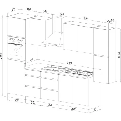 Respekta Küchenzeile Ohne E-Geräte 320 Cm Grifflos Weiß Matt 4 Respekta Küchenzeile Ohne E-Geräte 320 Cm Grifflos Weiß Matt – Bild 2