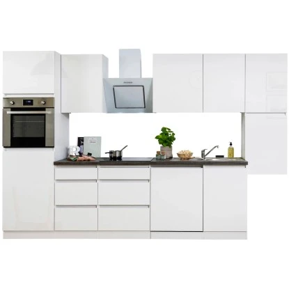 Respekta Küchenzeile Ohne E-Geräte 330 Cm Grifflos Weiß Hochglanz 6 Respekta Küchenzeile Ohne E-Geräte 330 Cm Grifflos Weiß Hochglanz – Bild 4