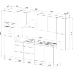 Respekta Küchenzeile Ohne E-Geräte 330 Cm Grifflos Schwarz Hochgl.-Eiche Sägerau 7 Respekta Küchenzeile Ohne E-Geräte 330 Cm Grifflos Schwarz Hochgl.-Eiche Sägerau -KüchenTraum 6981161 4384 2