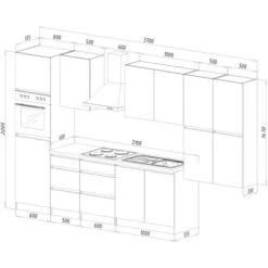 Respekta Küchenzeile Ohne E-Geräte 370 Cm Grifflos Grau Hochglanz-Eiche Sägerau -KüchenTraum 6981344 4384 2