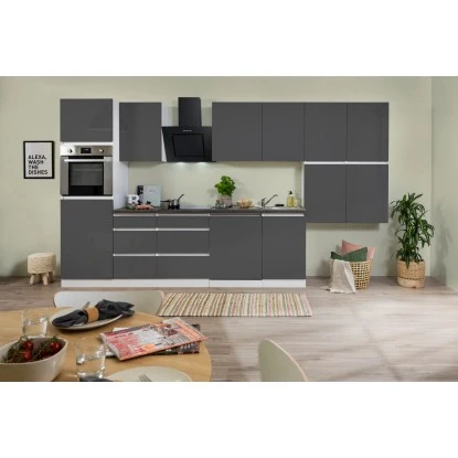 Respekta Küchenzeile Ohne E-Geräte 380 Cm Grifflos Grau Hochglanz-Weiß 3 Respekta Küchenzeile Ohne E-Geräte 380 Cm Grifflos Grau Hochglanz-Weiß