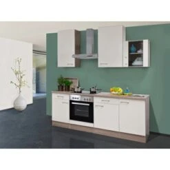 Flex-Well Exclusiv Küchenzeile Eico 220 Cm Magnolienweiß-Tennessee Eiche