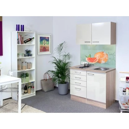 Flex-Well Exclusiv Miniküche Orlando 100 Cm Kaschmir Glanz-Sonoma Eiche 3 Flex-Well Exclusiv Miniküche Orlando 100 Cm Kaschmir Glanz-Sonoma Eiche