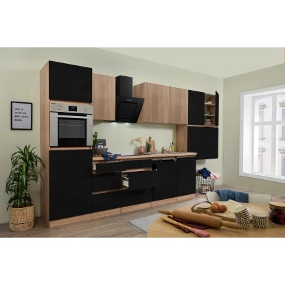 Respekta Premium Küchenzeile GLRP380HESSOES Grifflos 380 Cm Schwarz Eiche NB 3 Respekta Premium Küchenzeile GLRP380HESSOES Grifflos 380 Cm Schwarz Eiche NB