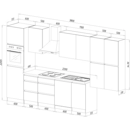 Respekta Premium Küchenzeile GLRP380HESSOES Grifflos 380 Cm Schwarz Eiche NB 5 Respekta Premium Küchenzeile GLRP380HESSOES Grifflos 380 Cm Schwarz Eiche NB – Bild 3