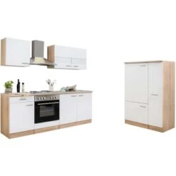 Respekta Küchenzeile Ohne E-Geräte 300 Cm Weiß-Eiche Sägerau -KüchenTraum 7053358 4384 LBKB300ESW 06