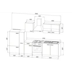 Respekta Küchenzeile Ohne E-Geräte 300 Cm Rot-Eiche Sägerau -KüchenTraum 7053366 4384 LBKB300ESR 03