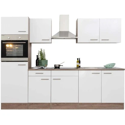 Respekta Küchenzeile Ohne E-Geräte 270 Cm Weiß Seidengl.-Eiche York 9 Respekta Küchenzeile Ohne E-Geräte 270 Cm Weiß Seidengl.-Eiche York – Bild 7