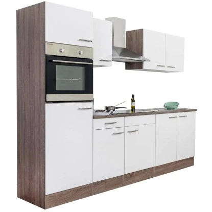 Respekta Küchenzeile Ohne E-Geräte 270 Cm Weiß Seidengl.-Eiche York 10 Respekta Küchenzeile Ohne E-Geräte 270 Cm Weiß Seidengl.-Eiche York – Bild 8