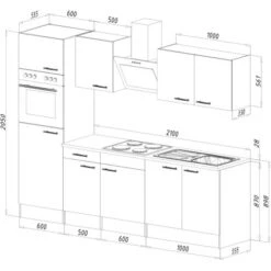 Respekta Küchenzeile Ohne E-Geräte 270 Cm Grau Seidengl.-Eiche York -KüchenTraum 7053606 4384 LBKB270EYG 03